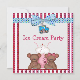 Nalle Ice Cream Party Inbjudningar