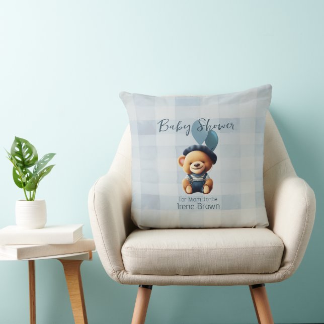 Nalle Jean Baby Shower Blue Dekorativ kudde (Stol)