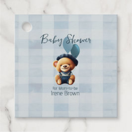 Nalle Jean Baby Shower Blue Gåvor Etiketter