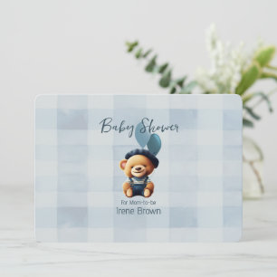 Nalle Jean Baby Shower Blue-inbjudan Inbjudningar