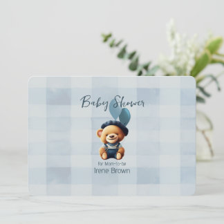 Nalle Jean Baby Shower Blue-inbjudan Inbjudningar
