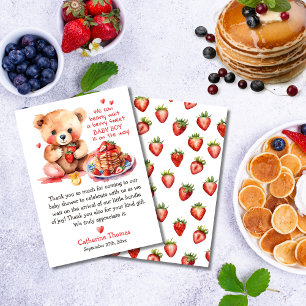 Nalle Jordberry Pancake Brunch Baby Shower Tack Kort