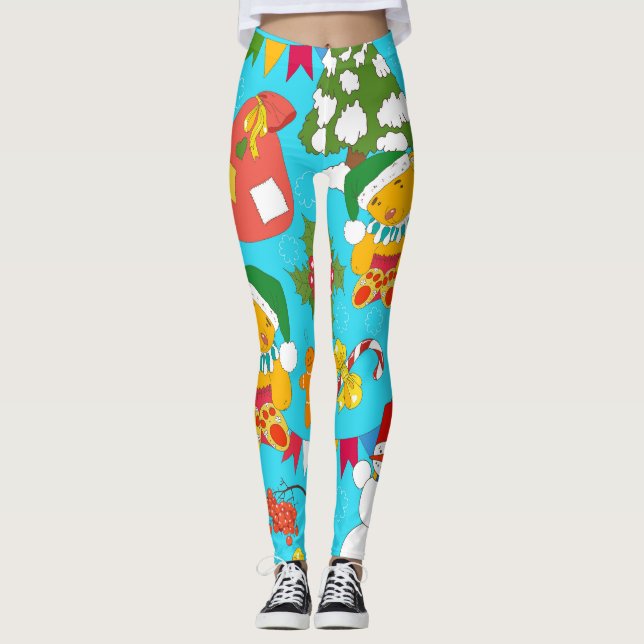 Nalle jul: Kid-Friendly Mönster. Leggings (Framsida)