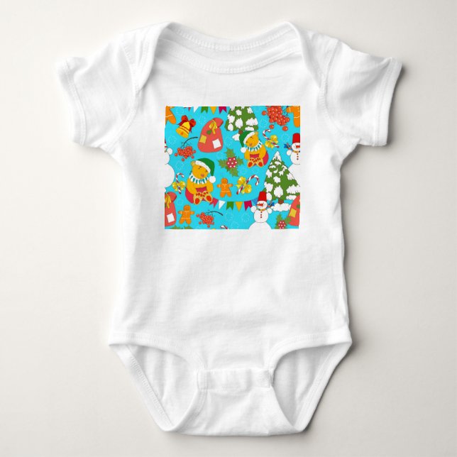 Nalle jul: Kid-Friendly Mönster. T Shirt (Framsida)