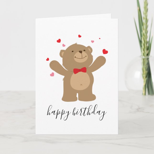 Nalle Kärlek Cute Personlig Birthday Baby Kort (Framsida)