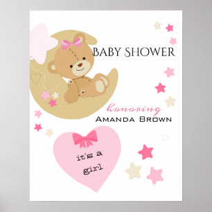 Nalle Kärlek Flicka Shower Poster