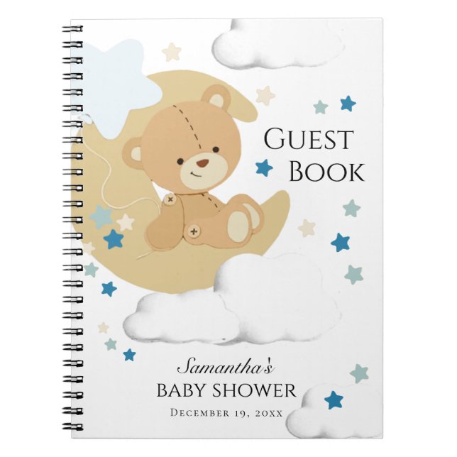 Nalle Kärlek Pojke Shower | Gäst Bok Anteckningsbok (Framsidan)