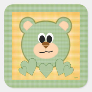 Nalle Kärlek Sticker Fyrkantigt Klistermärke