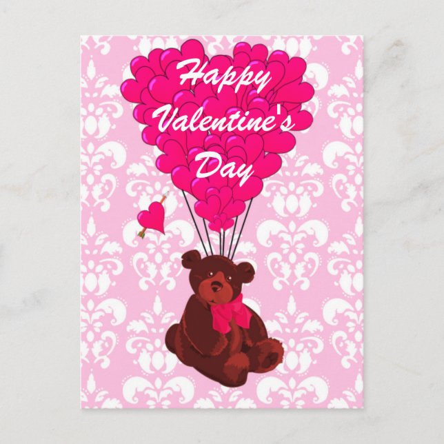 Nalle kärlek Valentines Helg Vykort (Framsida)