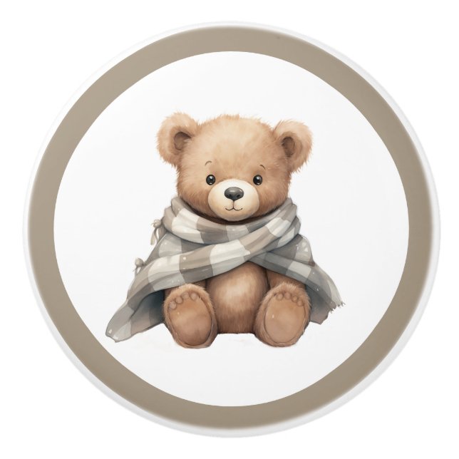 Nalle Keramisk knopp - Unisex Nursery Decor (Framsidan)