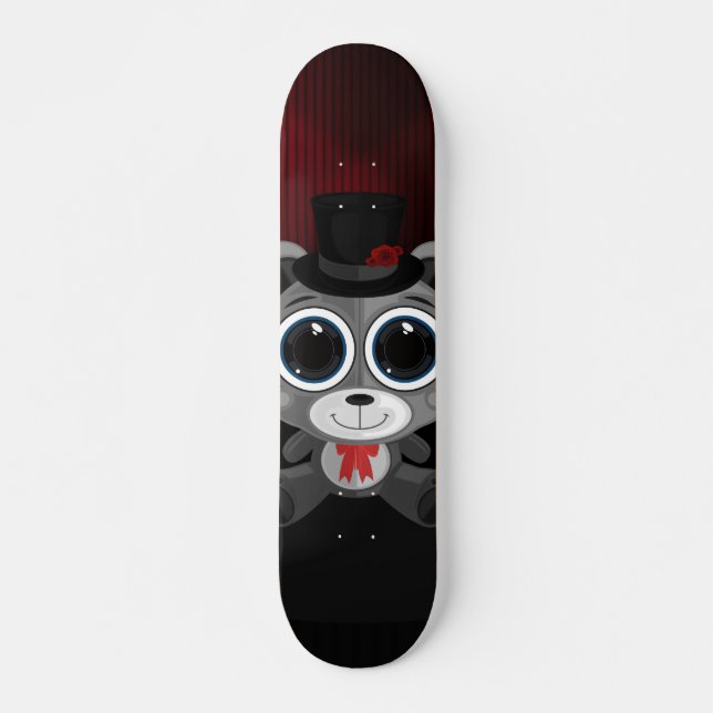 Nalle - Klassligt Grått Mini Skateboard Bräda 18,5 Cm (Framsida)