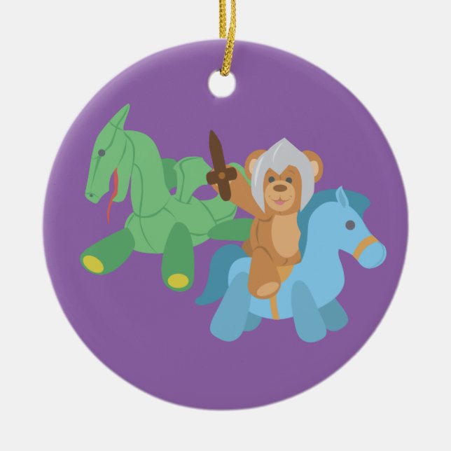 Nalle Knight Julgransprydnad Keramik (Framsidan)