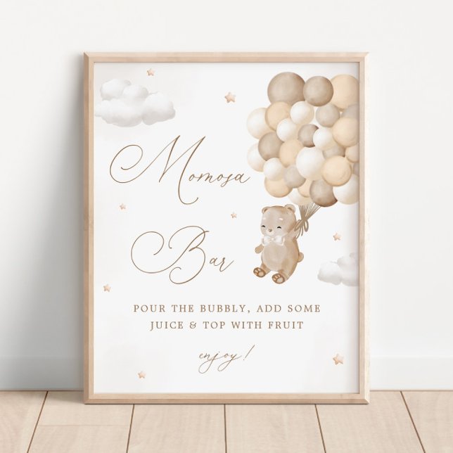 Nalle Kön Neutral Baby Shower Mimosa Pub Poster (Skapare uppladdad)