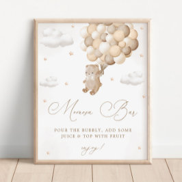 Nalle Kön Neutral Baby Shower Mimosa Pub Poster