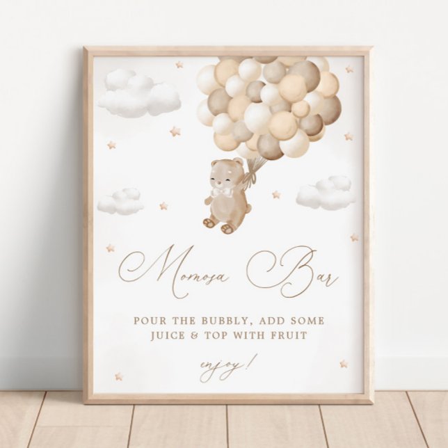 Nalle Kön Neutral Baby Shower Mimosa Pub Poster (Skapare uppladdad)