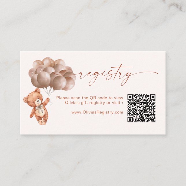 Nalle Kön Neutral QR-kodregistrering Tilläggskort (Framsida)