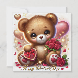Nalle-kort för Cute Valentine Day Hälsning Julkort