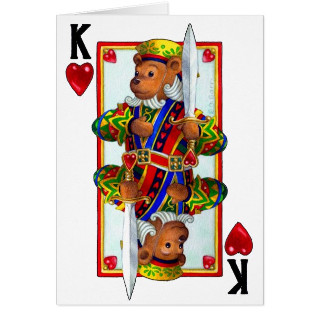 Nalle Kung i Hearts Hälsningskort (Framsidan)