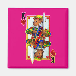 Nalle Kung i Hearts Magnet
