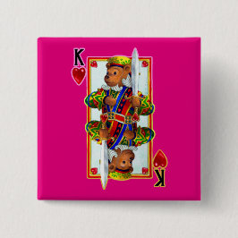 Nalle Kung i Hearts Pin Knapp
