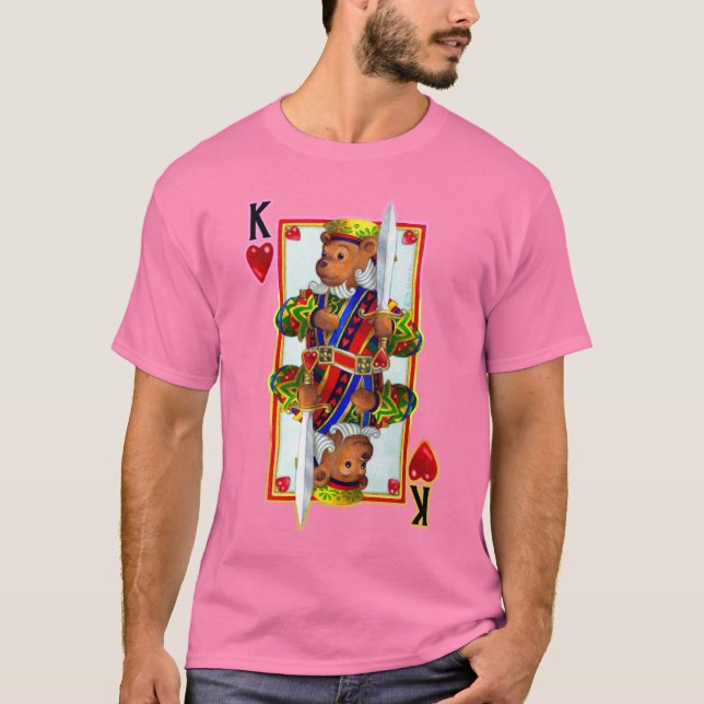 Nalle Kung i Hearts T Shirt (Framsida)