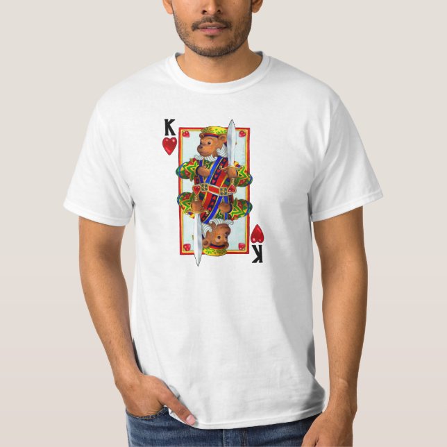 Nalle Kung i Hearts T-shirt (Framsida)