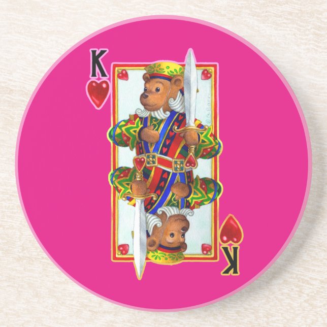 Nalle Kung i Hearts Underlägg Sandsten (Framsidan)