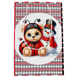 Nalle Ladybug med Snögubbe Baby Shower Gift