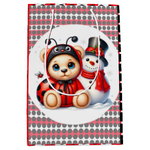 Nalle Ladybug med Snögubbe Baby Shower Gift