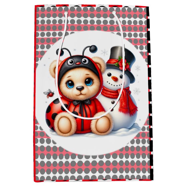 Nalle Ladybug med Snögubbe Baby Shower Gift (Framsidan)