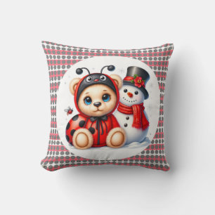 Nalle Ladybug med Snögubbe Baby Shower Gift Kudde
