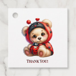 Nalle Ladybug Rand Baby Shower Tack Gåvor Etiketter