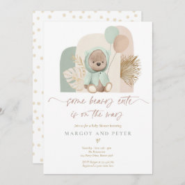 Nalle Lite Beary Cute Boho Baby Shower Inbjudningar