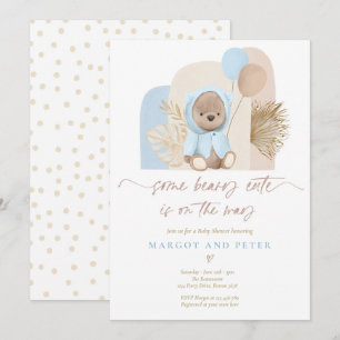 Nalle Lite Beary Cute Boho Baby Shower Inbjudningar