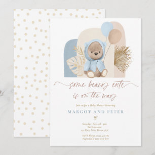 Nalle Lite Beary Cute Boho Baby Shower Inbjudningar