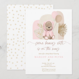 Nalle Lite Beary Cute Boho Baby Shower Inbjudningar
