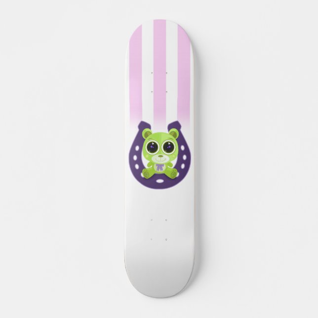 Nalle - Lucky Grönt Mini Skateboard Bräda 18,5 Cm (Framsida)