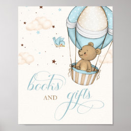 Nalle Luft Ballon Baby Shower bokar & Gift Poster
