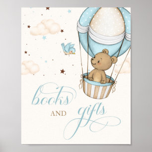 Nalle Luft Ballon Baby Shower bokar & Gift Poster