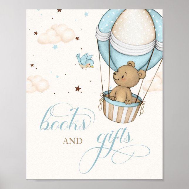 Nalle Luft Ballon Baby Shower bokar & Gift Poster (Framsidan)