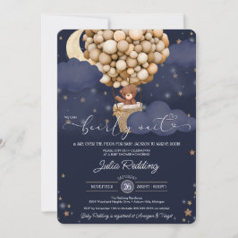 Nalle Luft Ballon Twinkle Star Baby Shower Inbjudningar