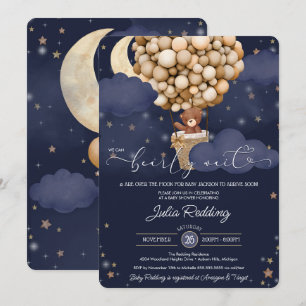 Nalle Luft Ballon Twinkle Star Baby Shower Inbjudningar