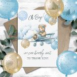 Nalle Luft Flygplan Blegon Tack<br><div class="desc">Tack för dina kort! Babyskor Nalle Luft Flygplan-ballonger.</div>