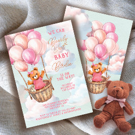 Nalle Luftballong Baby Shower Inbjudningar