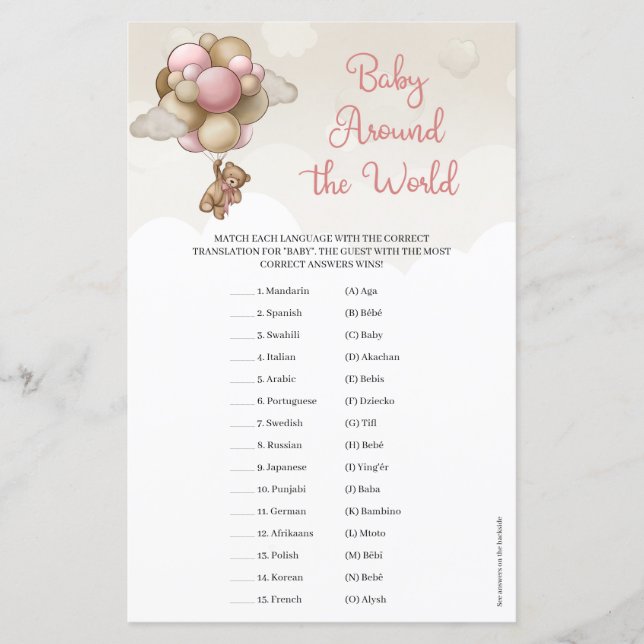 Nalle luftballong Baby Värld runt (Framsida)