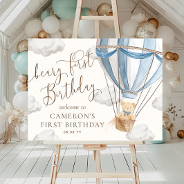 Nalle Luftballong Beary First Birthday Poster