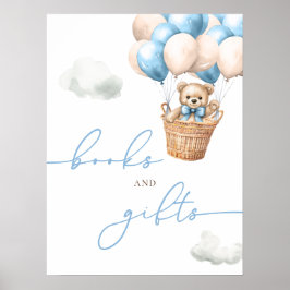 Nalle Luftballong Blå Bokar och gåvor Poster