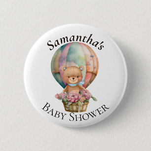 Nalle Luftballong Blue Baby Shower Knapp