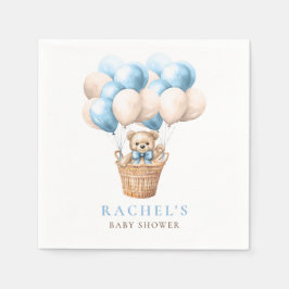 Nalle Luftballong Blue Boy Baby Shower Pappersservett