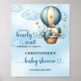 Nalle luftballong Boy Shower Välkommen Poster